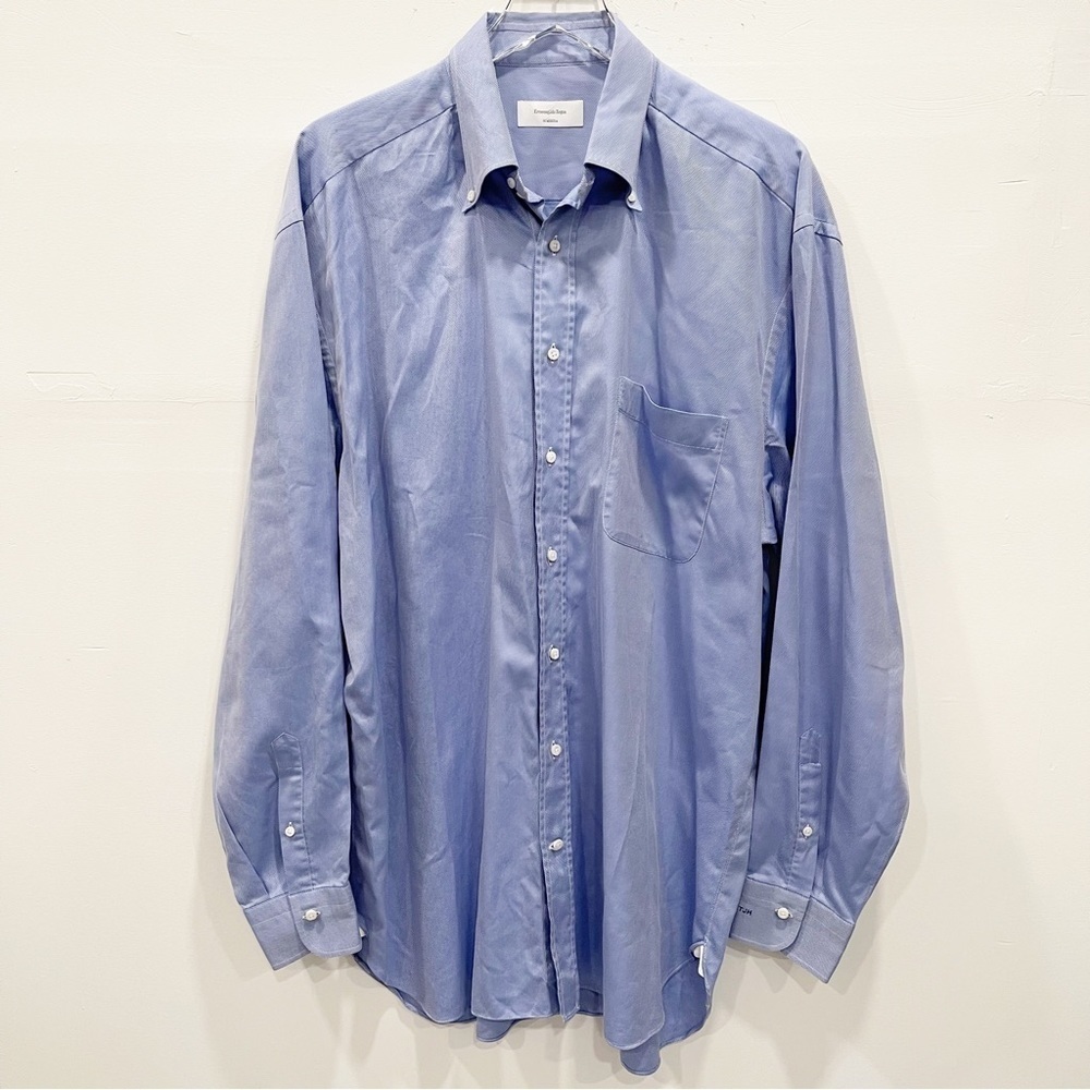 Ermenegildo Zegna Portofino Comfort Long Sleeve Shirt Button Down Blue